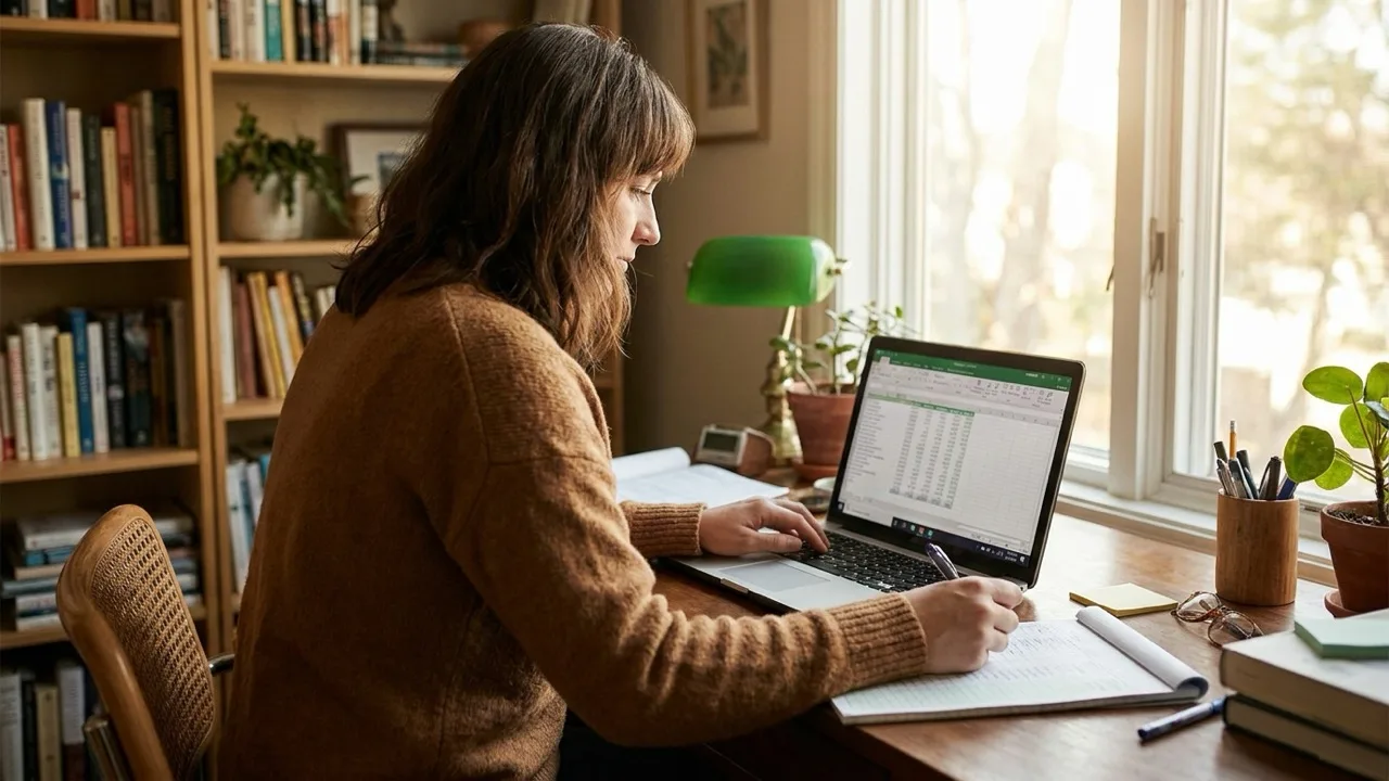 An accountant entering financial records into bookkeeping software